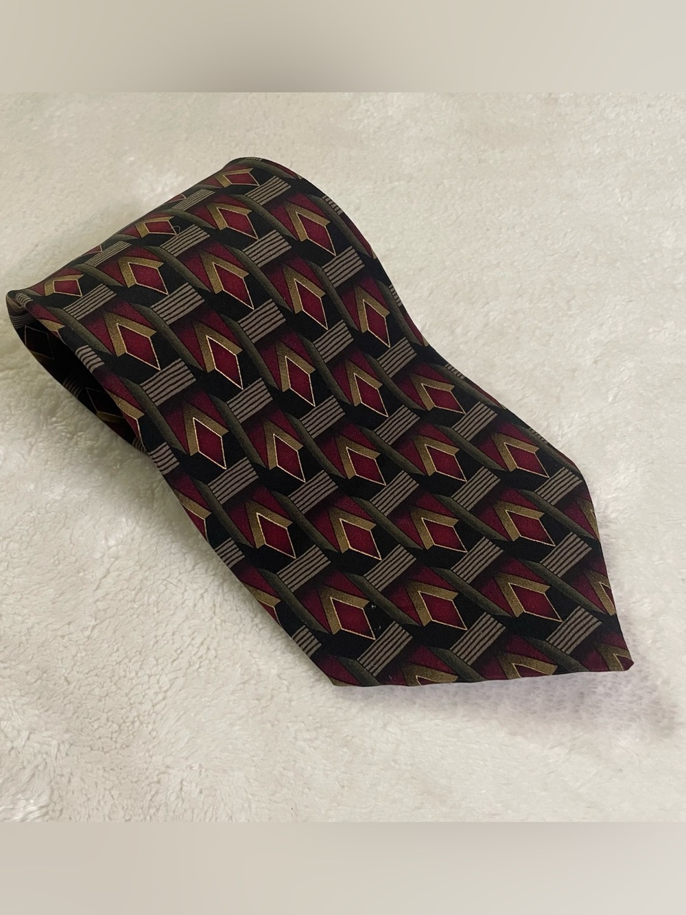Ziggurat 100% Silk Geometric Print Tie